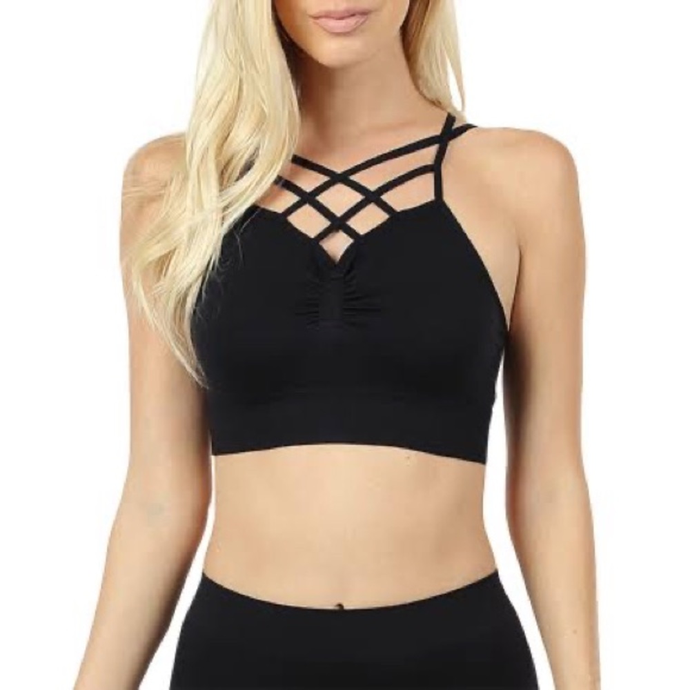 O/S Stretchy Bralette with cross cross design